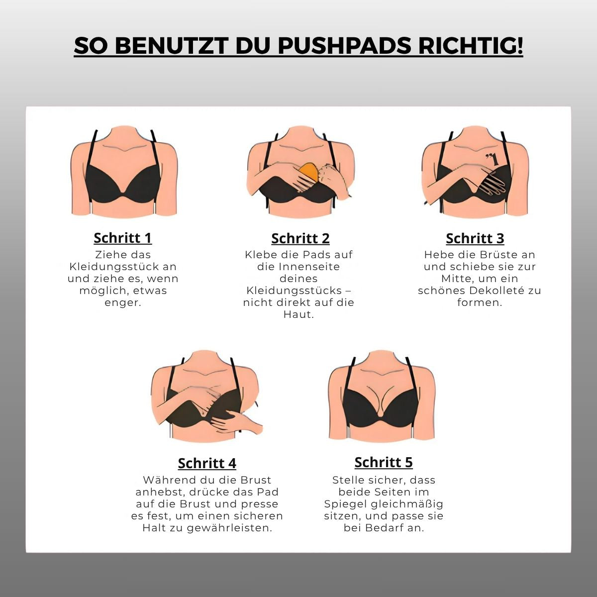 PushPads - Doppelseitig klebende Brusteinlagen